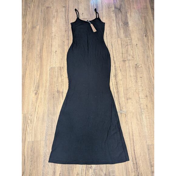 SKIMS Soft Lounge Long Ribbed Slip Dress Onyx AP-DRS-0596 Size Large - Picture 9 of 11